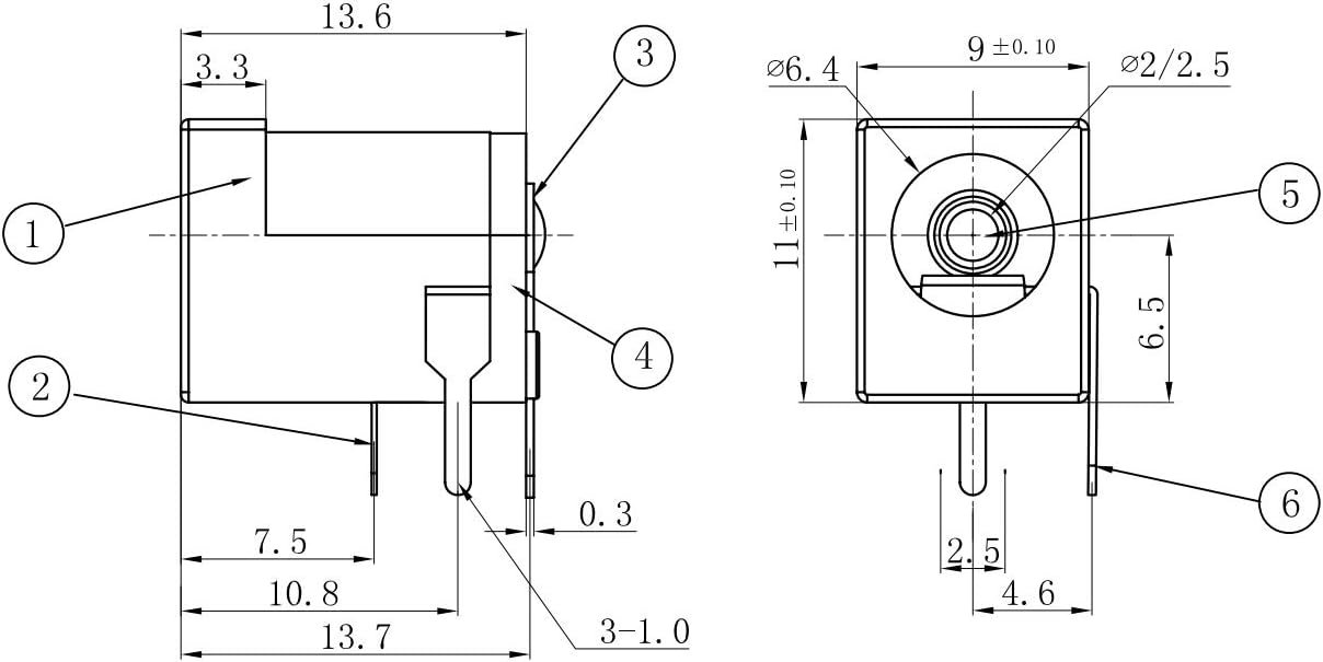 2.1mm PCB Mount Female DC Power Barrel Jack – Breadboard Friendly - Image 3